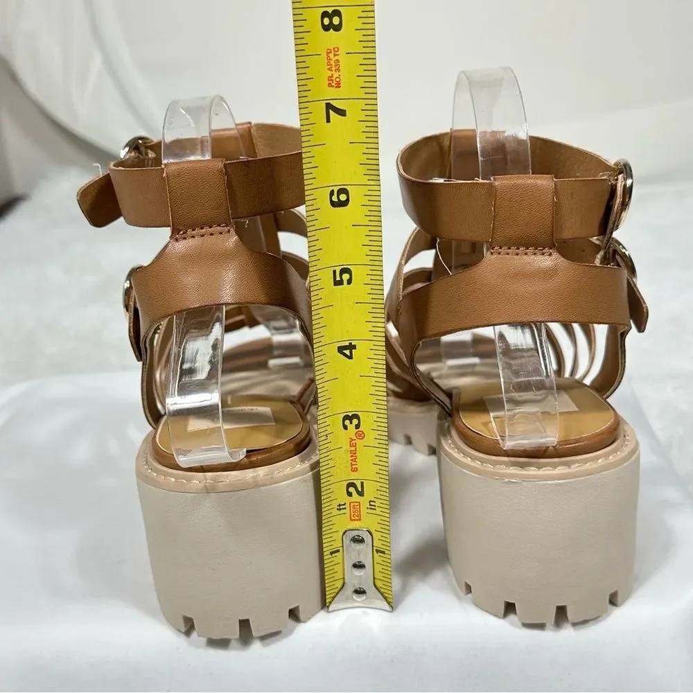 Dolce Vita Lillia Brown Block Heel Gladiator Sandals Chunky Lug Sole Platform 10